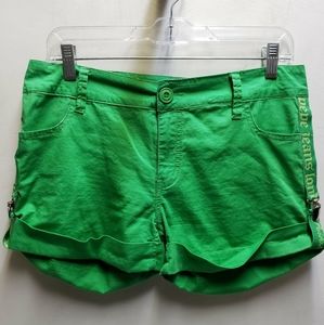 Pepe Jeans London green womens sz. 30 shorts w/ elastic suspender-like straps